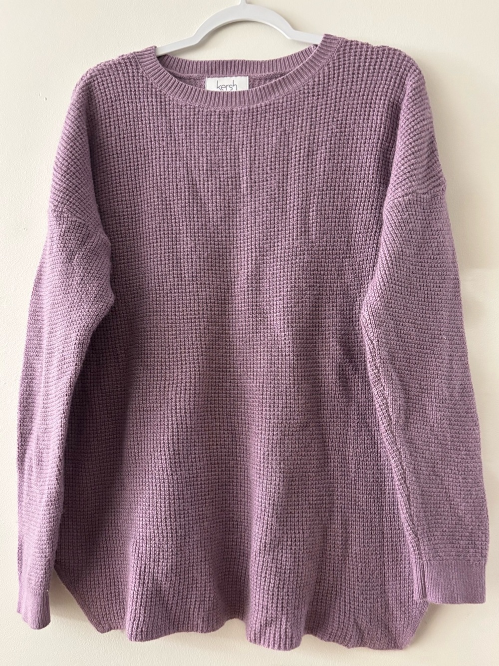 Kersh Lavender Waffle Knit Crewneck Sweater